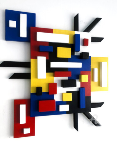 Sculpture titled "Mondrian 3D - n 19" by Mimi Eres, Original Artwork, Acrylic