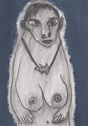 Dessin intitulée "Nu féminin (PEI 318…" par Ergon, Œuvre d'art originale, Conté