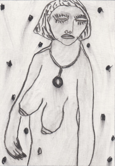Рисунок под названием "Nu féminin(PEI 3189)" - Ergon, Подлинное произведение искусства, Цветные карандаши