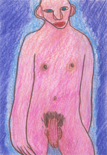 Dessin intitulée "Nu masculin (PEI 31…" par Ergon, Œuvre d'art originale, Conté