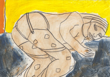 Рисунок под названием "Nu féminin (PEI 321…" - Ergon, Подлинное произведение искусства, Цветные карандаши