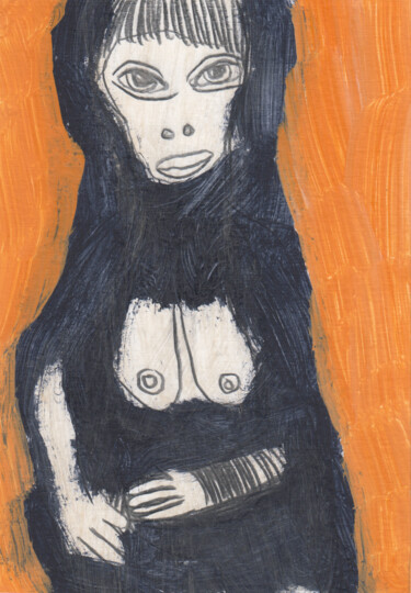 Рисунок под названием "Nu féminin (PEI 322…" - Ergon, Подлинное произведение искусства, Цветные карандаши