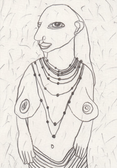 Рисунок под названием "Nu féminin (PEI 326…" - Ergon, Подлинное произведение искусства, Цветные карандаши