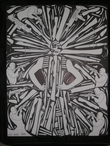 Dessin intitulée "Bones" par Eric Amiel, Œuvre d'art originale