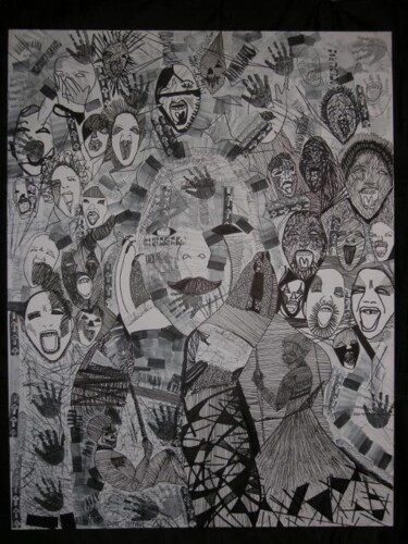 Drawing titled "Zombie Terror" by Eric Amiel, Original Artwork