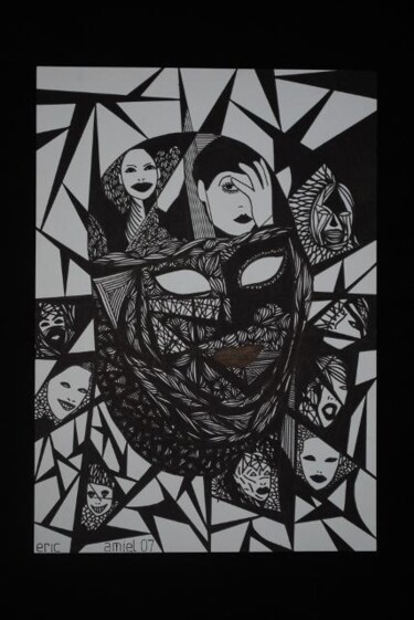 Dessin intitulée "Masquerade" par Eric Amiel, Œuvre d'art originale