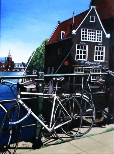 Painting titled "Café de Sluyswacht" by Eric Armitage, Original Artwork, Oil