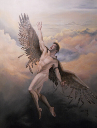 Painting titled "The Flight of Icarus" by Eric Armusik, Original Artwork, Oil