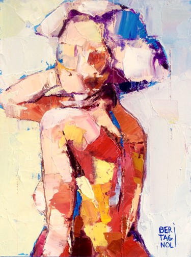 Painting titled "femme de dos" by Eric Bertagnoli, Original Artwork, Oil
