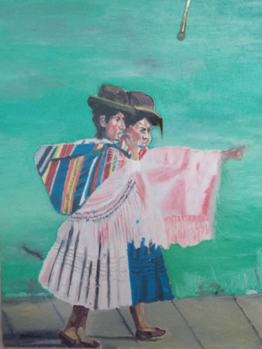 Peinture intitulée "les pérues viennent" par Eric Bonnardel, Œuvre d'art originale, Huile