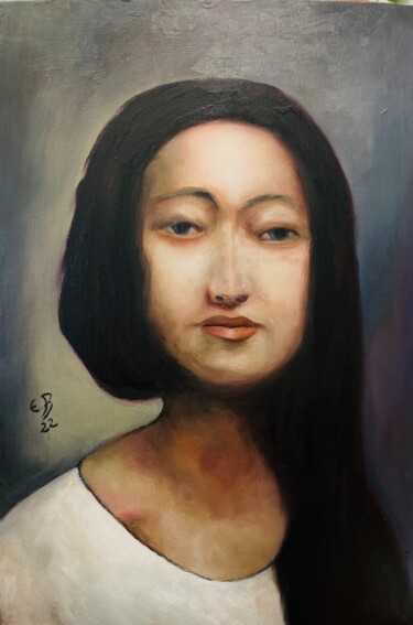Painting titled "Portrait of a Kazak…" by Eric Borel, Original Artwork, Oil