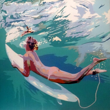 Malerei mit dem Titel "Duck dive 1" von Eric Bourdon, Original-Kunstwerk, Acryl
