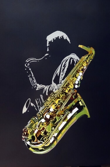 Painting titled "Saxo" by Eric Bourdon, Original Artwork, Oil