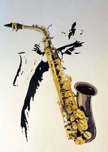 Malarstwo zatytułowany „saxo 2” autorstwa Eric Bourdon, Oryginalna praca, Akryl