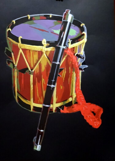 Peinture intitulée "tamboril et txistu" par Eric Bourdon, Œuvre d'art originale, Huile