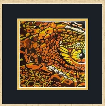 Painting titled "lizard" by Eric Bourdon, Original Artwork, Oil