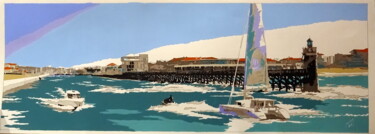 Painting titled "Capbreton, l'estaca…" by Eric Bourdon, Original Artwork, Acrylic