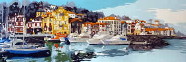 Painting titled "Ciboure, le quai Ra…" by Eric Bourdon, Original Artwork, Oil