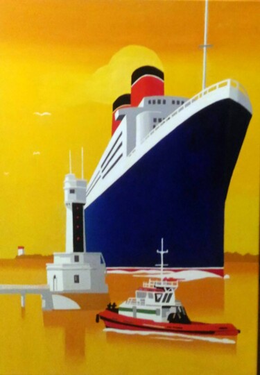 Painting titled "Messageries maritim…" by Eric Bourdon, Original Artwork, Oil