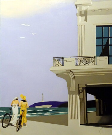 Malerei mit dem Titel "Biarritz, le casino" von Eric Bourdon, Original-Kunstwerk, Öl