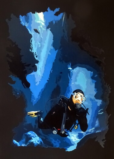 Pittura intitolato "grand bleu 2" da Eric Bourdon, Opera d'arte originale, Olio