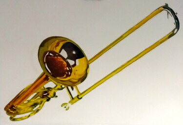 Painting titled "trombone" by Eric Bourdon, Original Artwork, Acrylic