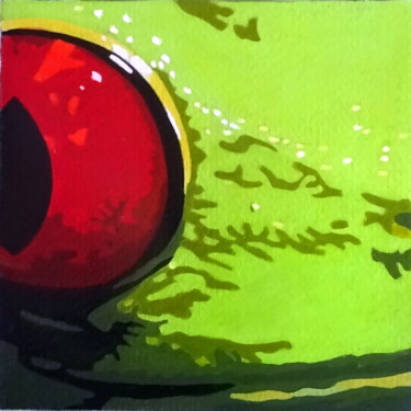 Malarstwo zatytułowany „red eye frog” autorstwa Eric Bourdon, Oryginalna praca, Olej