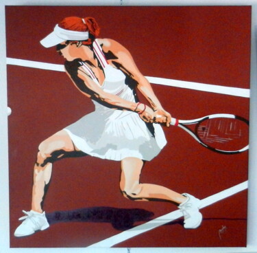 Schilderij getiteld "Tenniswoman" door Eric Bourdon, Origineel Kunstwerk, Olie