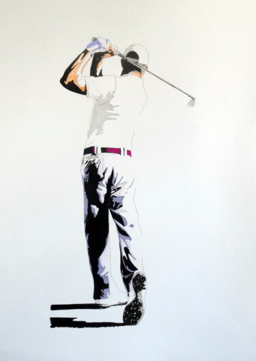 "golf, swing" başlıklı Resim Eric Bourdon tarafından, Orijinal sanat, Mürekkep
