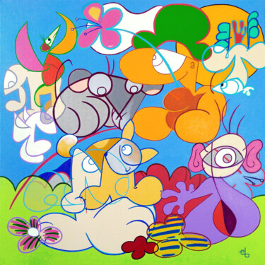 Pintura titulada "Aire de jeux / Play…" por Eric Bourdon, Obra de arte original, Acrílico Montado en Bastidor de camilla de…