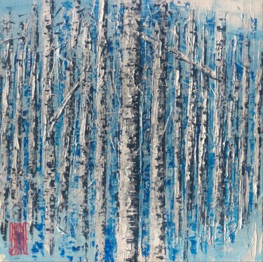 Painting titled "Forêt bleue" by Eric Bourse, Original Artwork, Acrylic