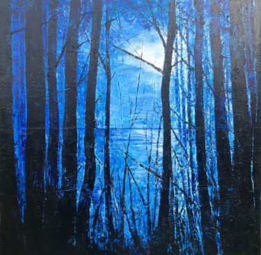 Pittura intitolato "Pleine lune sur le…" da Eric Bourse, Opera d'arte originale, Acrilico