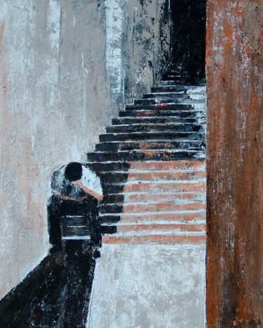 Peinture intitulée "Prostré" par Eric Bourse, Œuvre d'art originale, Huile