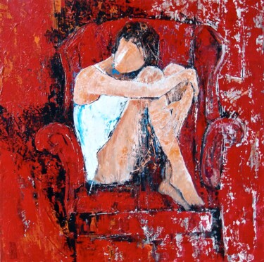 Painting titled "le-fauteuil-rouge-1…" by Eric Bourse, Original Artwork, Oil