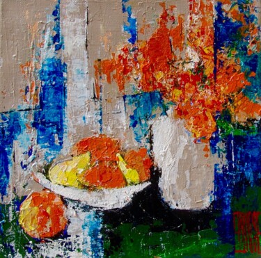 Peinture intitulée "leb-fleurs-et-fruit…" par Eric Bourse, Œuvre d'art originale