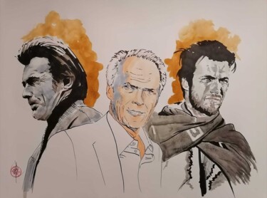 Zeichnungen mit dem Titel "Clint Eastwood trib…" von Eric Bouvet, Original-Kunstwerk, Marker