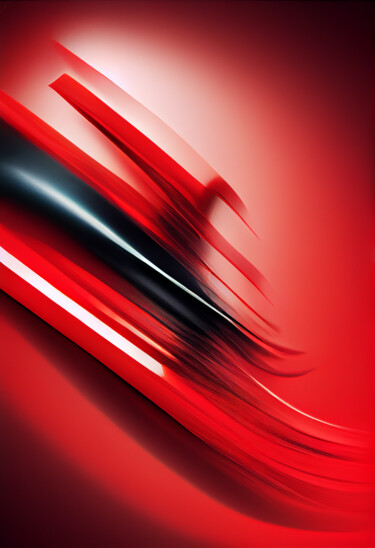 Arts numériques intitulée "In Motion Red #13" par Eric Brocherie, Œuvre d'art originale, Peinture numérique Monté sur Alumin…