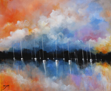 Painting titled "Nuages turbulents e…" by Eric Bruni, Original Artwork, Acrylic Mounted on Wood Stretcher frame