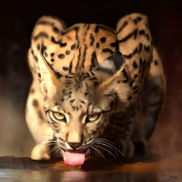 Arts numériques intitulée "Le lynx ibérique" par Eric Bruni, Œuvre d'art originale, Peinture numérique