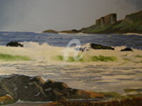 Peinture intitulée "norwick-beach-shetl…" par Eric Burgess-Ray, Œuvre d'art originale, Huile