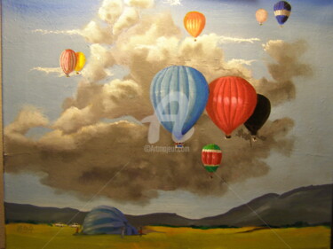 Painting titled "The balloons" by Eric Burgess-Ray, Original Artwork, Oil