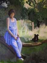 Painting titled "the-artists-wife-wi…" by Eric Burgess-Ray, Original Artwork, Oil