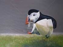 Painting titled "the-walking-puffin-…" by Eric Burgess-Ray, Original Artwork, Oil