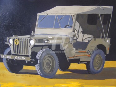 Pittura intitolato "1942 US army Willys…" da Eric Burgess-Ray, Opera d'arte originale, Olio
