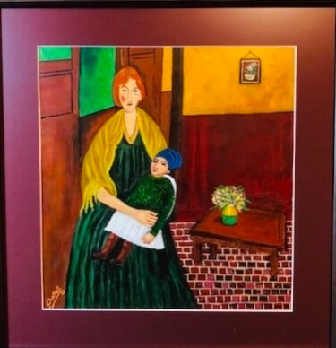 Malerei mit dem Titel "Woman with Child" von Eric Chattell, Original-Kunstwerk, Acryl