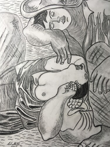 Dessin intitulée "Sleeping Peasants (…" par Eric Chattell, Œuvre d'art originale, Crayon