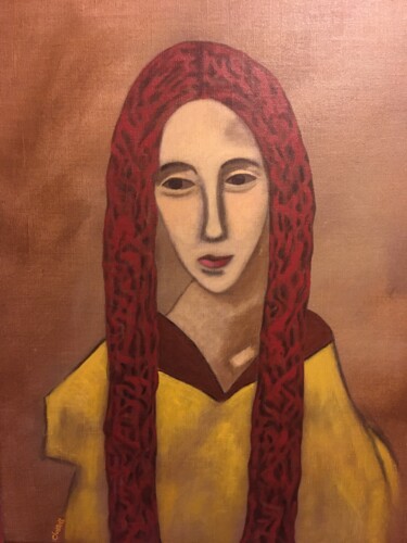 Painting titled "Woman with Long Hair" by Eric Chattell, Original Artwork, Acrylic