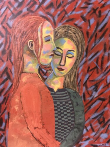Картина под названием "Just Good Friends" - Eric Chattell, Подлинное произведение искусства, Акрил Установлен на Деревянная…