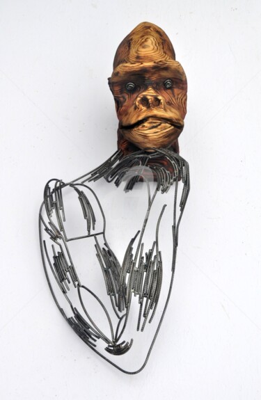 Sculpture intitulée "le-penseur-e-clavel…" par Eric Clavel, Œuvre d'art originale, Bois