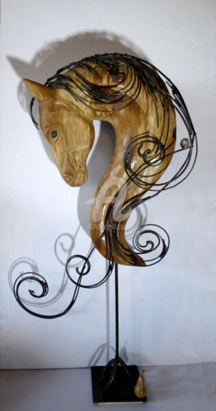 Sculpture intitulée "e-clavel-cheval2175…" par Eric Clavel, Œuvre d'art originale, Bois